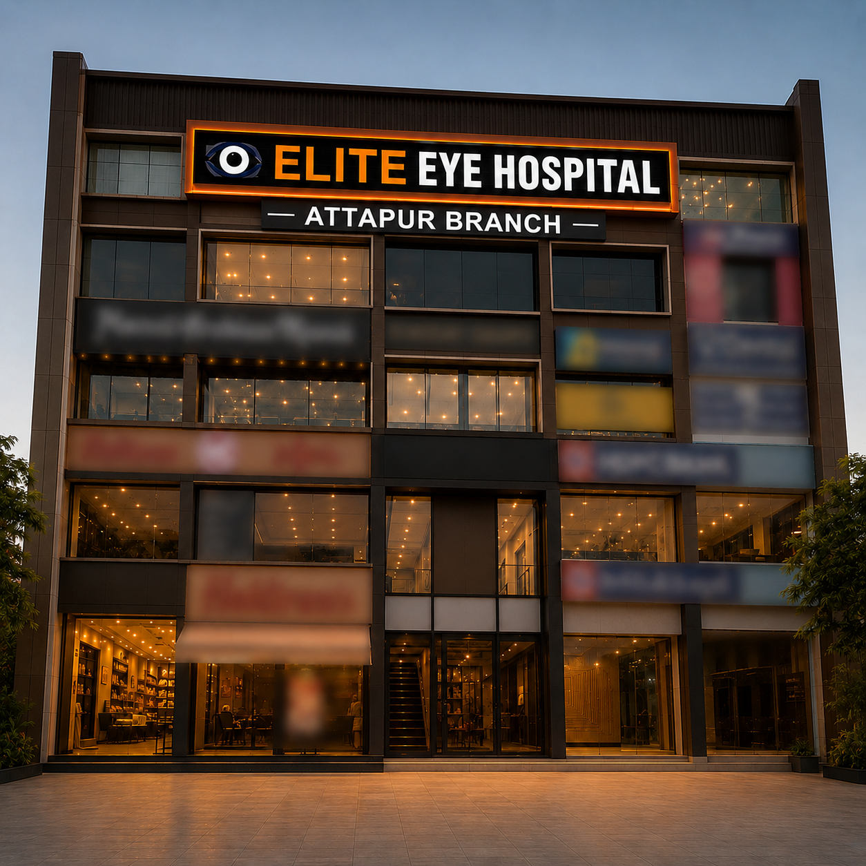 Reception area at Elite Eye Hospitals Attapur