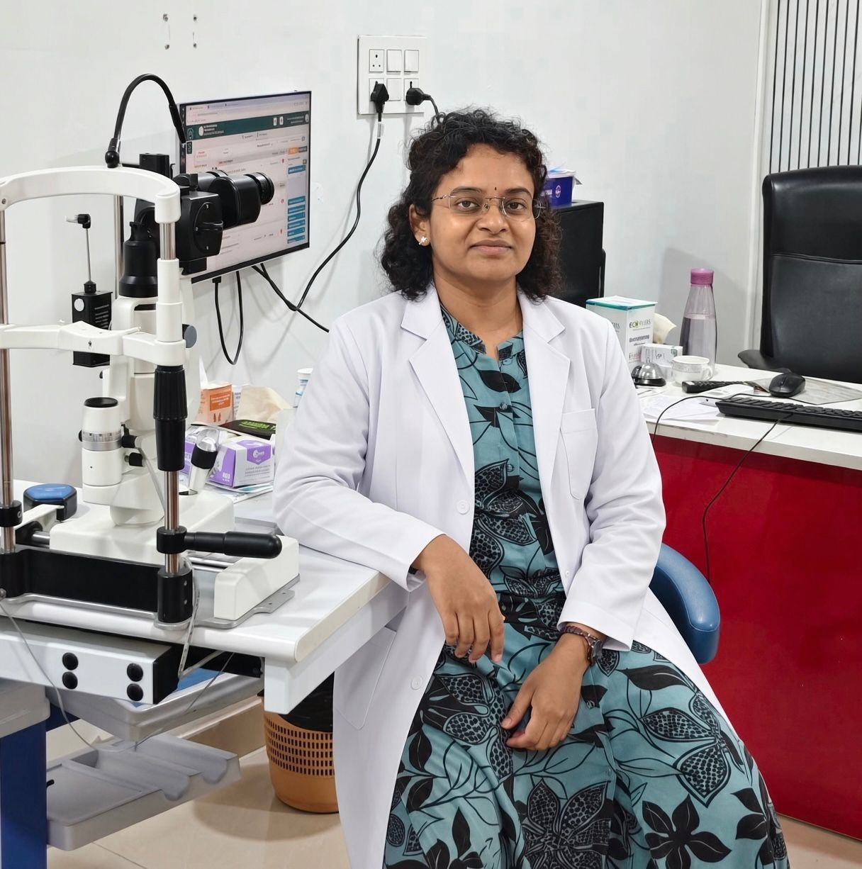 Eye specialist consulting a patient at Elite Eye Hospitals Madinaguda