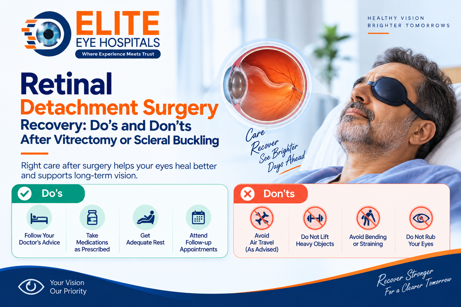 Retinal Detachment Surgery Recovery: Do's and Don'ts After Vitrectomy or Scleral Buckling